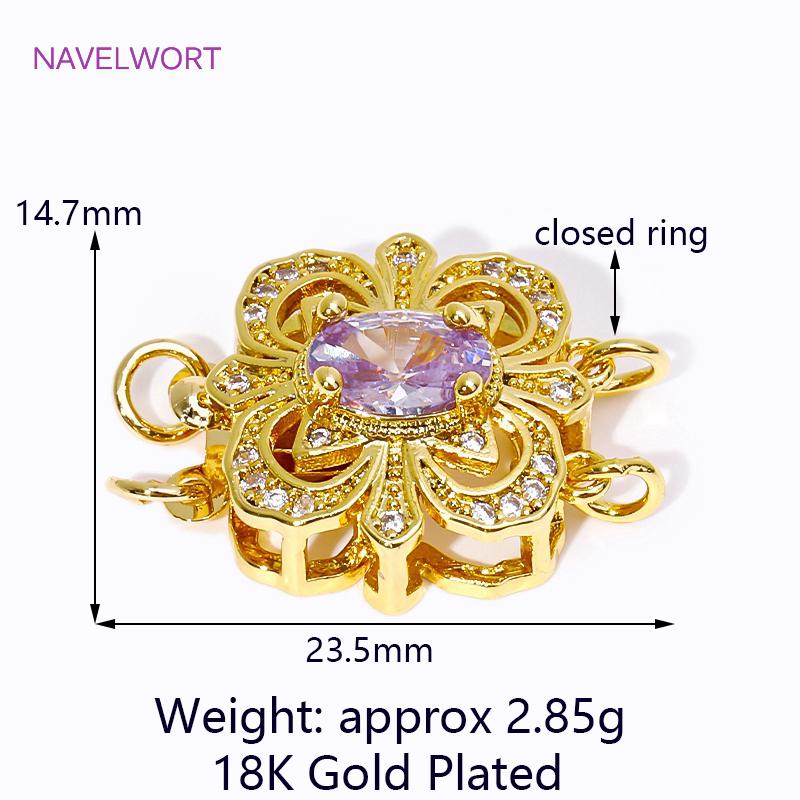 

18K Gold Plated 2-Strand Filigree Box Safety Clasp,with Zircon Lock Clasps Connector Clasps For DIY Jewelry Making Supplies 1 pieces
