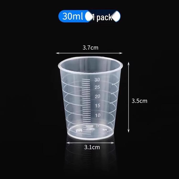 Pahar mic de măsurat din plastic cu scară mililitri: 10ml, 50ml, 100ml