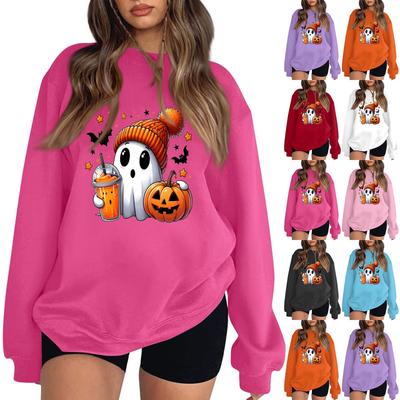 Pulover de damă cu gât rotund și mâneci lungi, top tip sweatshirt cu imprimeu de Halloween