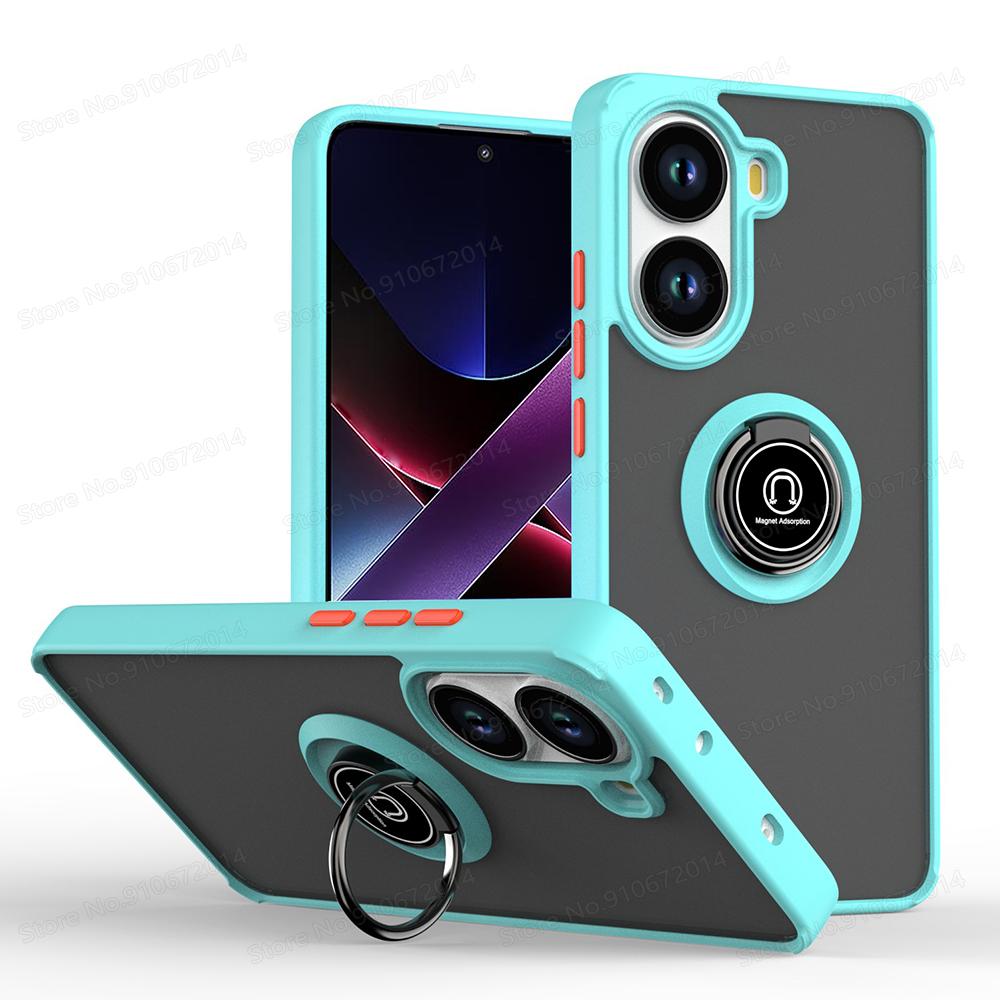 

Матовый чехол-броня для POCO X7 Pro Магнитная подставка-кольцо Кронштейн Чехол для телефона для POCO X6 X7 X5 X4 X3 F5 F6 Pro Защита от падений Бампер Poco X5 светло-синий