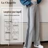 La Chapelle Women's High-Waist Three-Stripe Straight Sweatpants