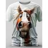 T-shirt da uomo a maniche corte con stampa 3D motivo cavallo stile retrò casual street sport outdoor maglietta girocollo top cloti