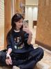 Women's 2025 Korean Style Cartoon Print Round Neck Sweatshirt - Autumn/Winter Velvet Loose Fit