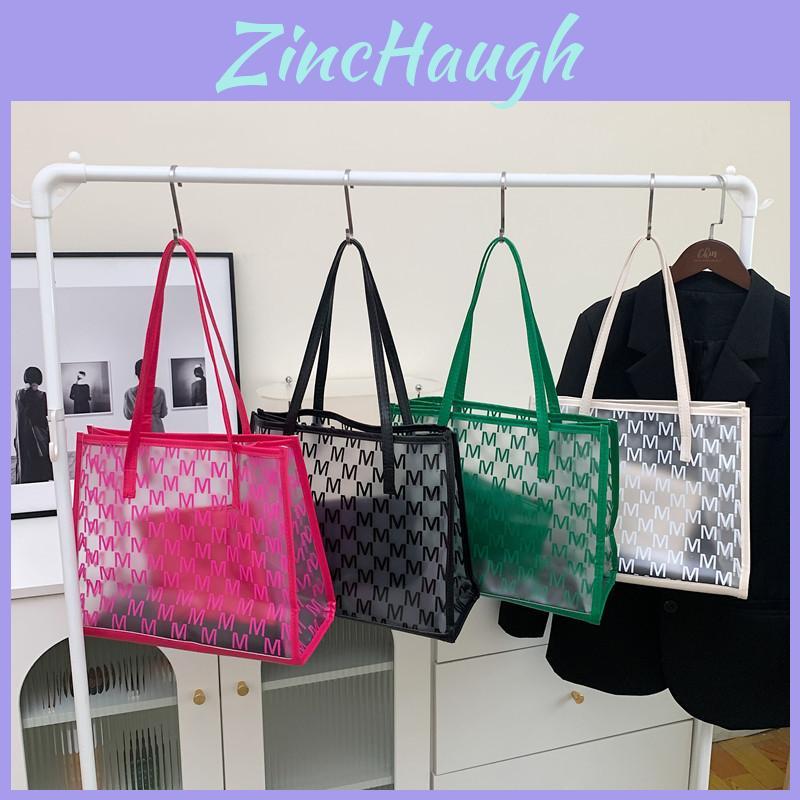 Pvc Bag For Women With Large Capacity And Letter M Print Design For Daily Use