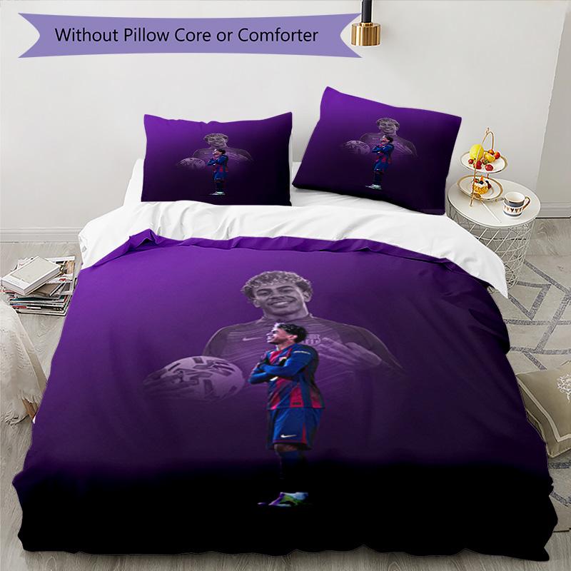 Lamine Yamal Barcelona Jubiläums Bettwäsche Set, Weiche Bettwäsche für Schlafzimmer Heimdekoration, Perfektes Geschenk für Fußballfans, Atmungsaktiver Bettbezug mit P