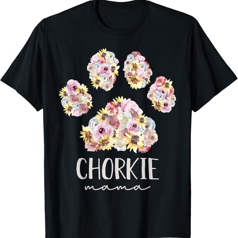 

Chorkie Mama Floral Paw Dog Mom T Shirt - Men s Summer Cotton Graphic Tee S разноцветный