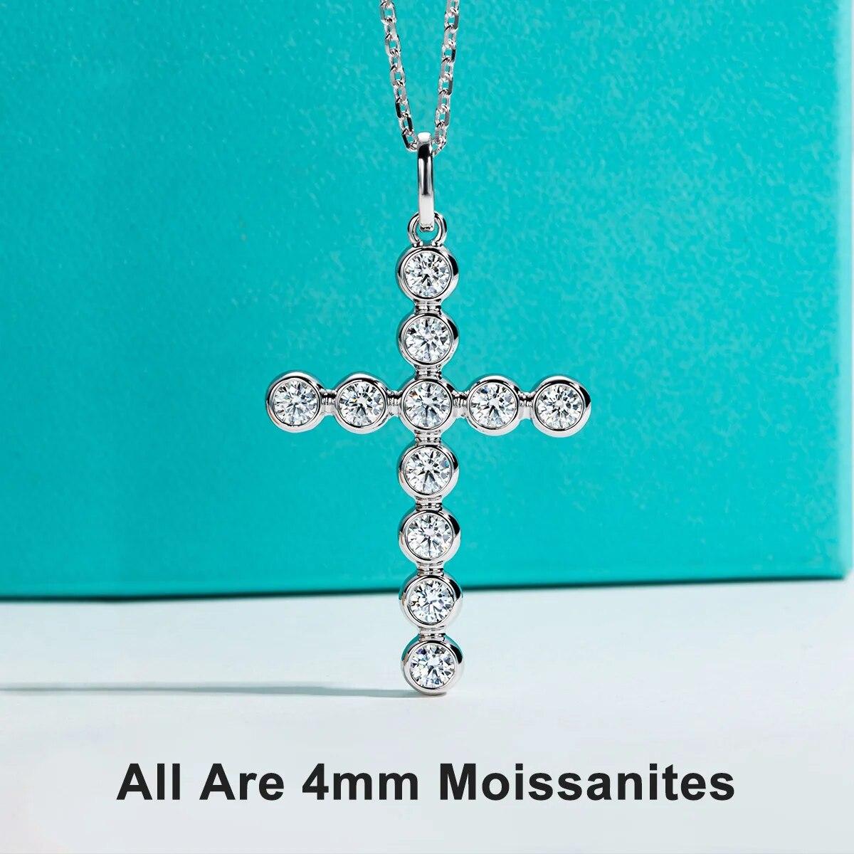 

D Цвет 4 мм 3.3ctw Муассанит Алмазный Крест Кулон Ожерелье Стерлингового Серебра 925 пробы Ювелирные Изделия Подарки белый