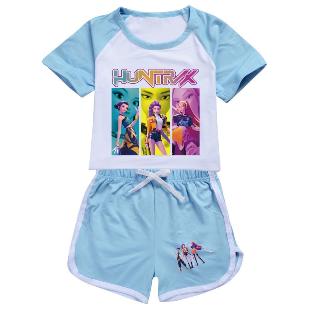4979 Kids Girls POP Rumi Zoey Mira Print T-shirt Shorts Sport Tracksuit Clothes Set