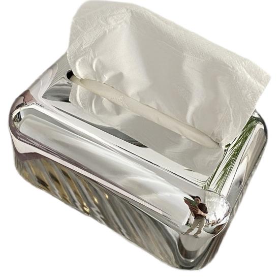 Tissue Box with Large Opening Mirror Surface Holder Anti-Slip Bottom Tissue Container for Living Room Coffee Table D