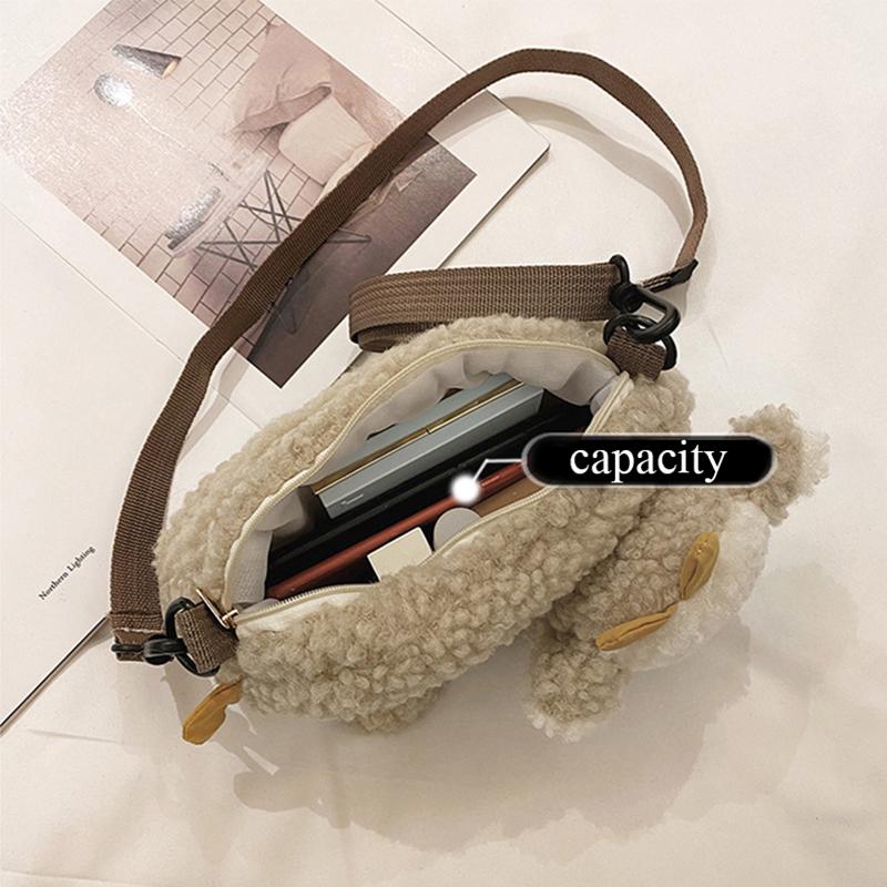 Lovely Cartoon Cow Shape Plush Messenger Bag Kid Designer Bag Cattle Crossbody Bags Small Handbags Coin Bag Purse Women'S Bag