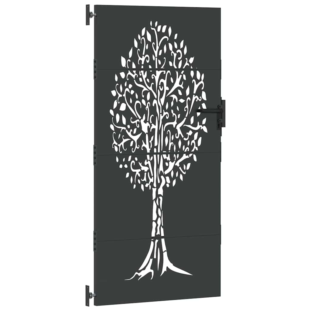 Garden Gate Black 85 X 200 Cm Powder Coated Steel