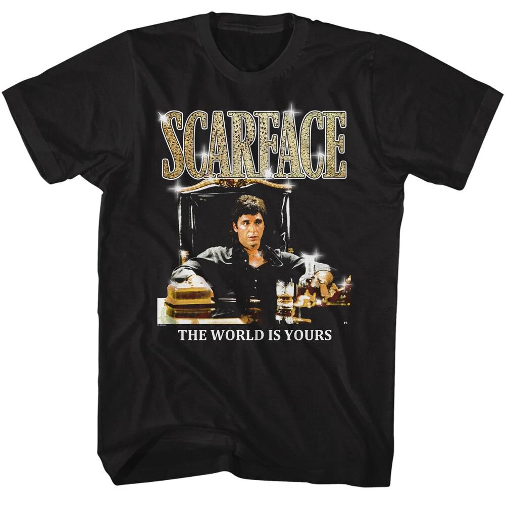 Scarface Gold Movie Logo Tony The World Is Yours Men s T Shirt Al Pacino XL