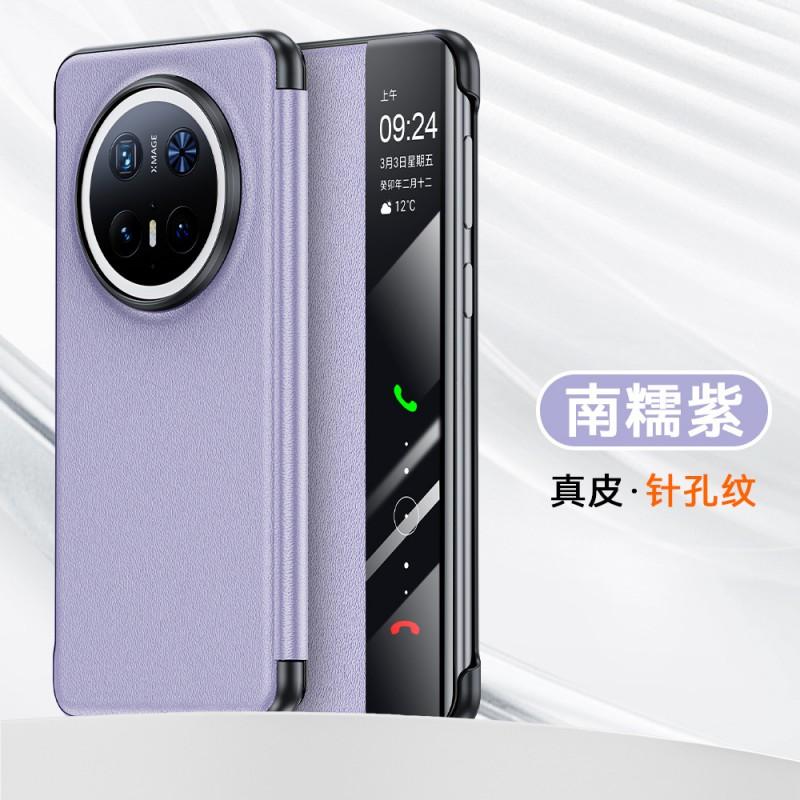 Ultra-Thin Genuine Leather Flip Case Mate 70 Pro With Smart View Window Shockproof Protection