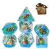Cusdie Cute Mushroom Dice Set D&D 7Pcs D4 D6 D8 D10 D% D12 D20 DND Polyhedral Dice for Role Playing Game Table Games TRPG