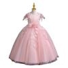 Girls' European and American Style Long Skirt Tie-Up Wedding Princess Dress - High-End Formal Graduation Party Dress