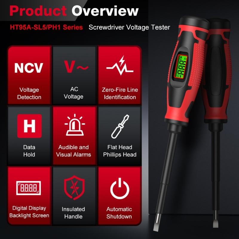 Double Purpose Screwdriver And Handheld Voltage Detector With Auto Shut Off Feature Suitable For Safe Electrical Testing