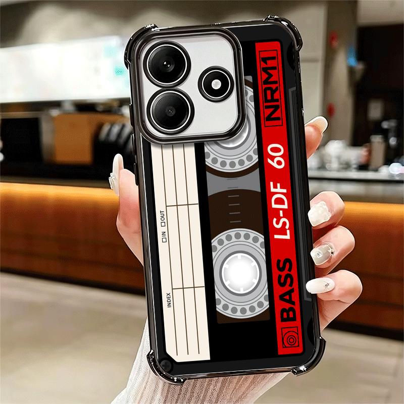 Vintage 90S Cassette Tape Pattern Soft Phone Case For Xiaomi Redmi Note 14 15 Pro Plus 13 12 11S 11T 5G 10 9S 9 Plating Anti-Fal