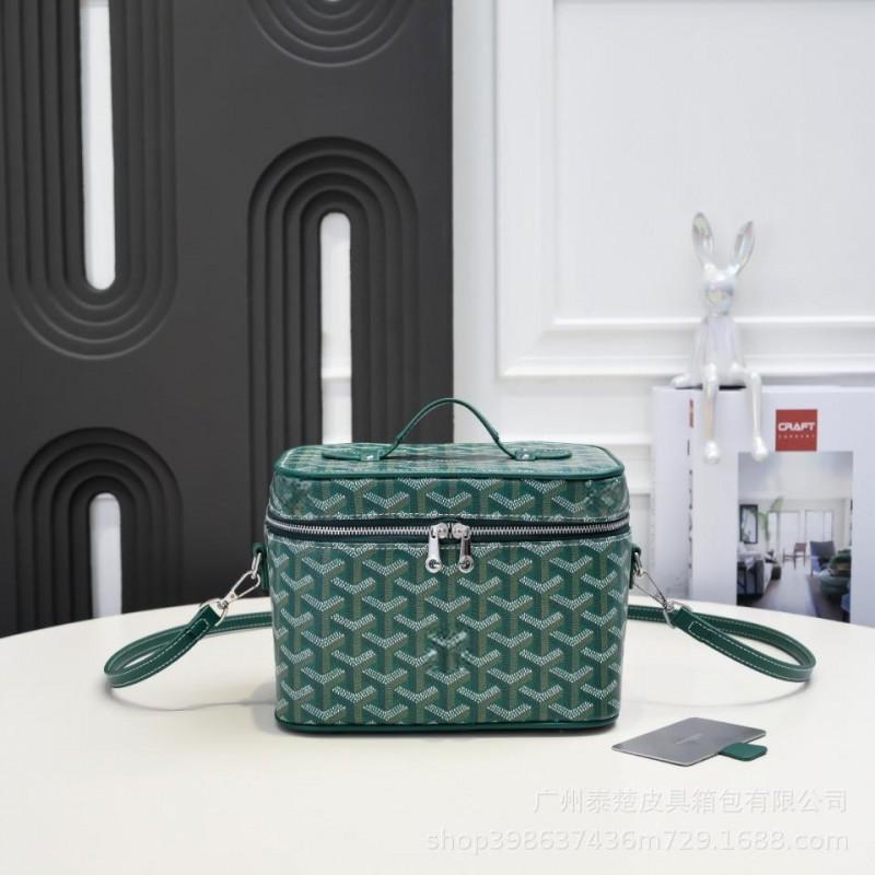 

French Retro Box Bag Women s Crossbody Hand-held Makeup Toiletry Shoulder High-end Feel 20x14x16 темно-зелений колір