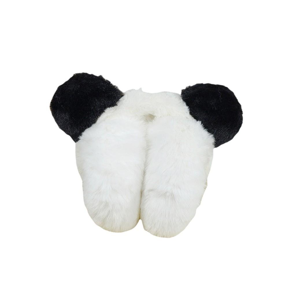 Black & White Cute Bear Earmuffs: Foldable, Plush, Anti-freeze Ear Warmers for Men & Women