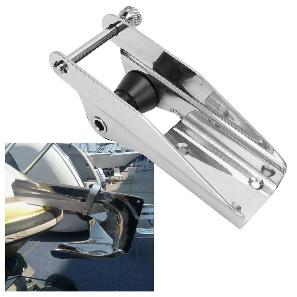 Boat Anchor Roller Stainless Steel 200mm Polished Bow Roller Holder for Yacht Trailer Marine with Spring Pin