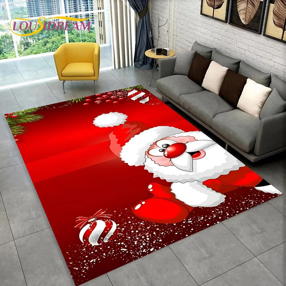 Santa Claus Vánoční stromeček Elk Area Koberec,Koberec do obývacího pokoje Ložnice Rohožka Rohožka Vánoční dekorace,Protiskluzová podložka