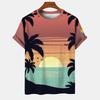 T-shirt Hawaiana da Uomo Stampata 3D, Maglietta Casual Estiva a Maniche Corte con Girocollo, Top con Stampa di Palma