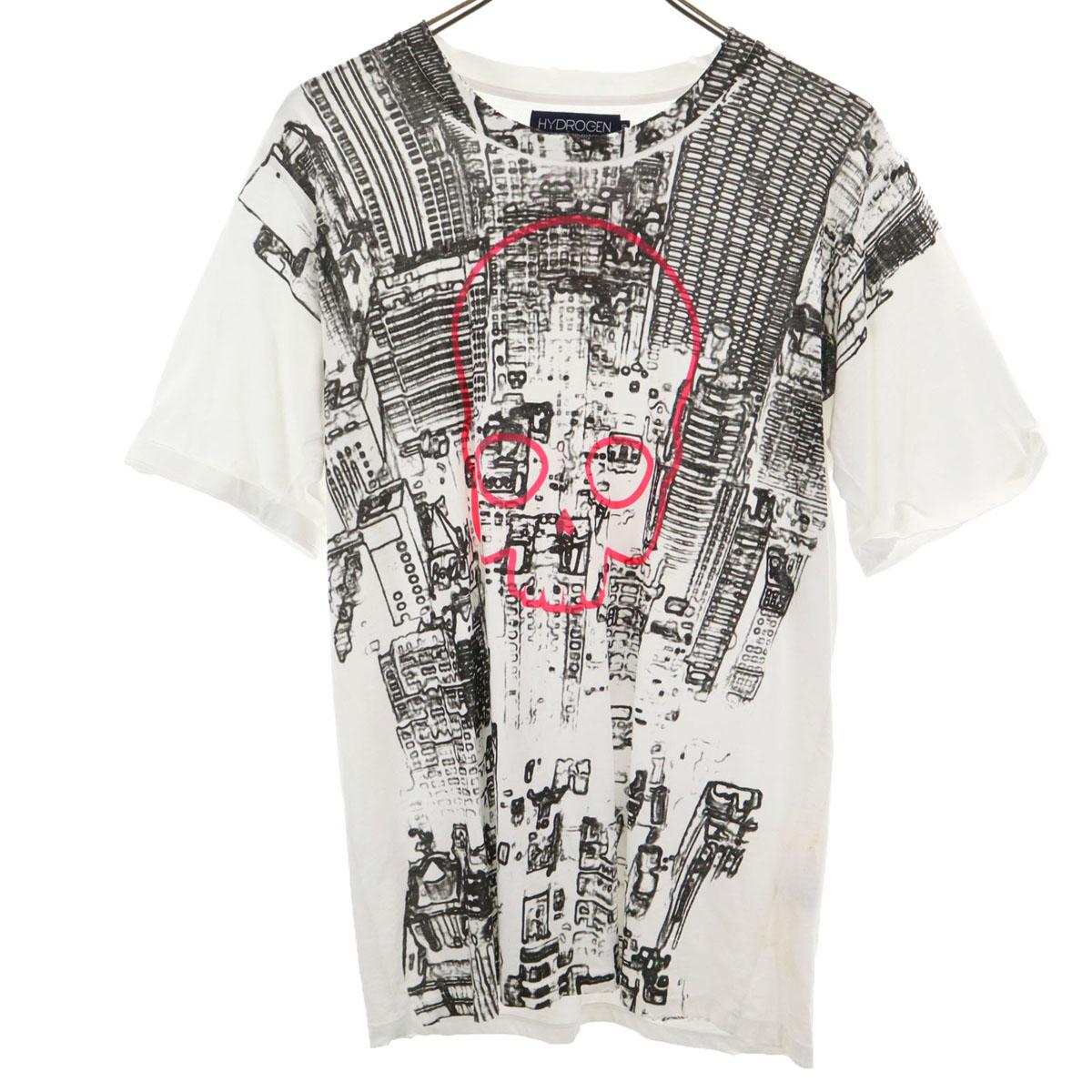 

HYDROGEN сделано в Италии Принт черепа Футболка с коротким рукавом Винтажная обработка Мужская Б/У