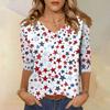 Women's Tops Three-quarter Sleeve Shirt V-neck Loose Casual Shirt Floral Print T-shirt