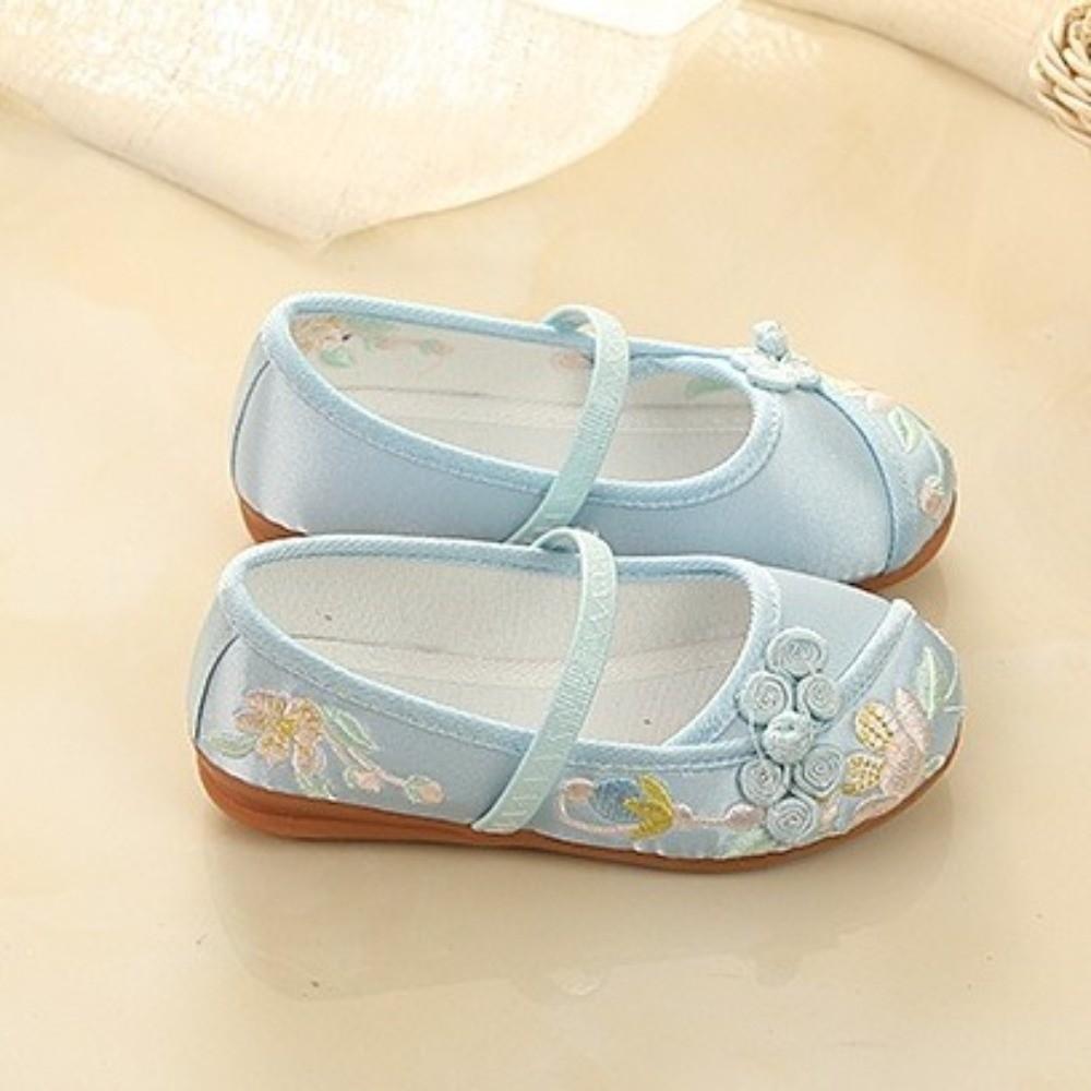 Chinese Style Children Hanfu Flat Shoes Wear Resistant Embroidered Cloth Shoes Kid Gift