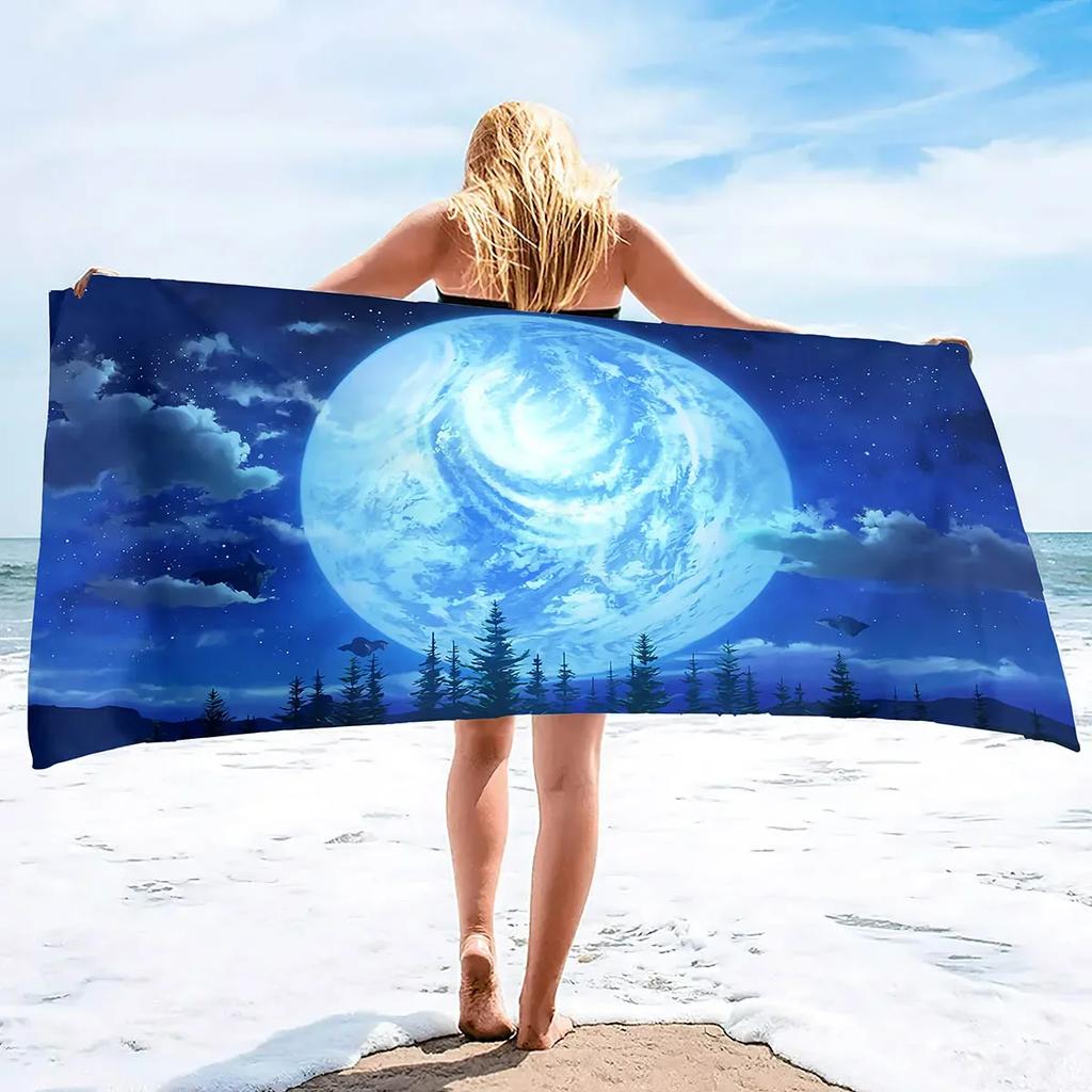Beach Towel Moon Quick Dry Towel Sand Proof Beach Towels Super Absorbent for Travel Pool Swimming Bath Camping Yoga Gym Sports