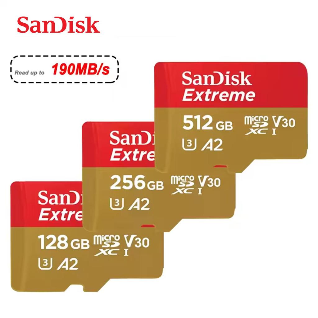 SanDisk Extreme Micro SD Card 128GB 256GB microSD TF Card Memory Cards U3 4K V30 A2 Class 10 UHS-1 Flash Card 32GB 64GB 512GB For Phone Camera GoPro