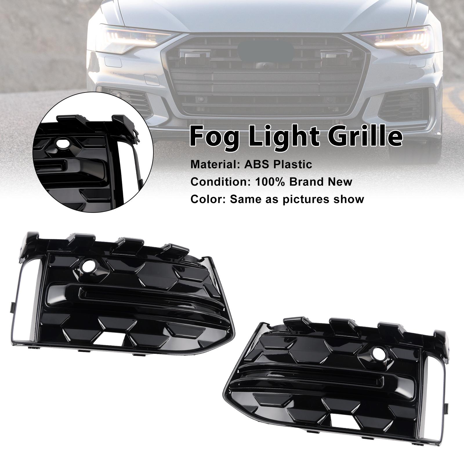 2PCS Front Bumper Fog Light Grille Trim Fit A6L C8PA 2023+ Black