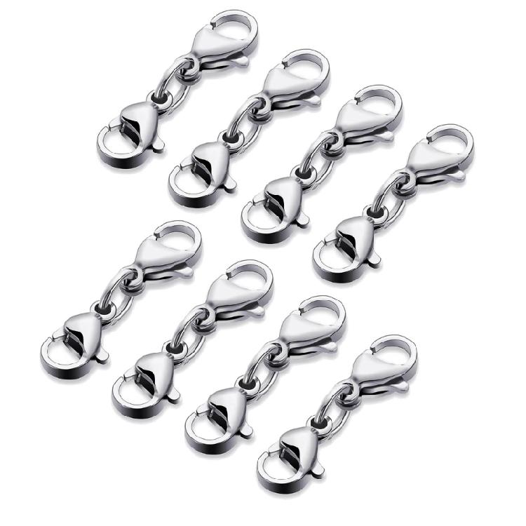 8Pcs Lobster Clasp Necklace Extension Clasp Chain Extender Double Claw Connector