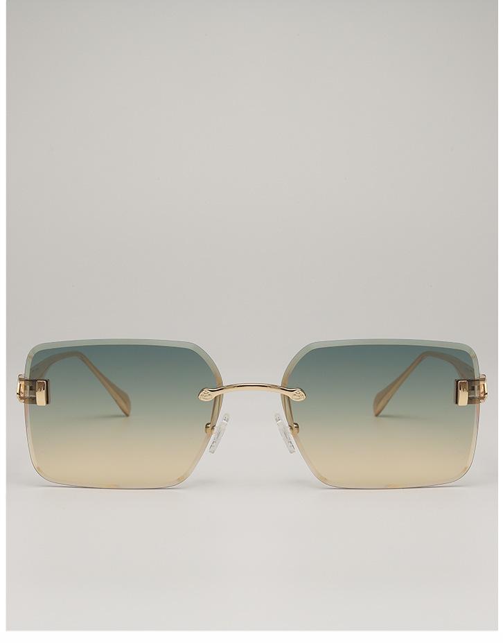 European & American Frameless Gradient Sunglasses: Trendy Large Metal Frames