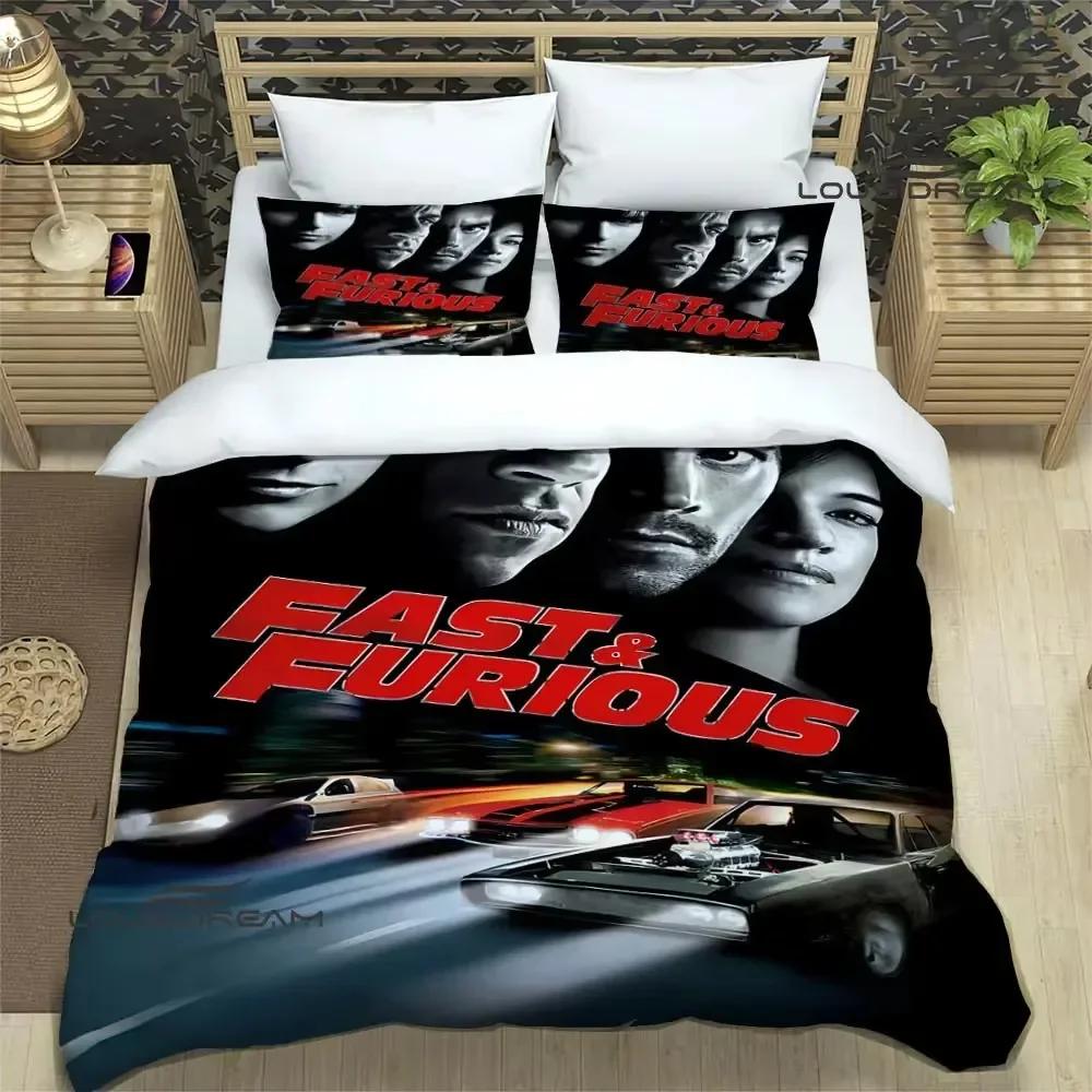 Fast & Furious Printed Bedding Set Single Twin Full Queen King Size Polyester Bedroom Duvet Cover Aldult Kids Quilt Cover Set