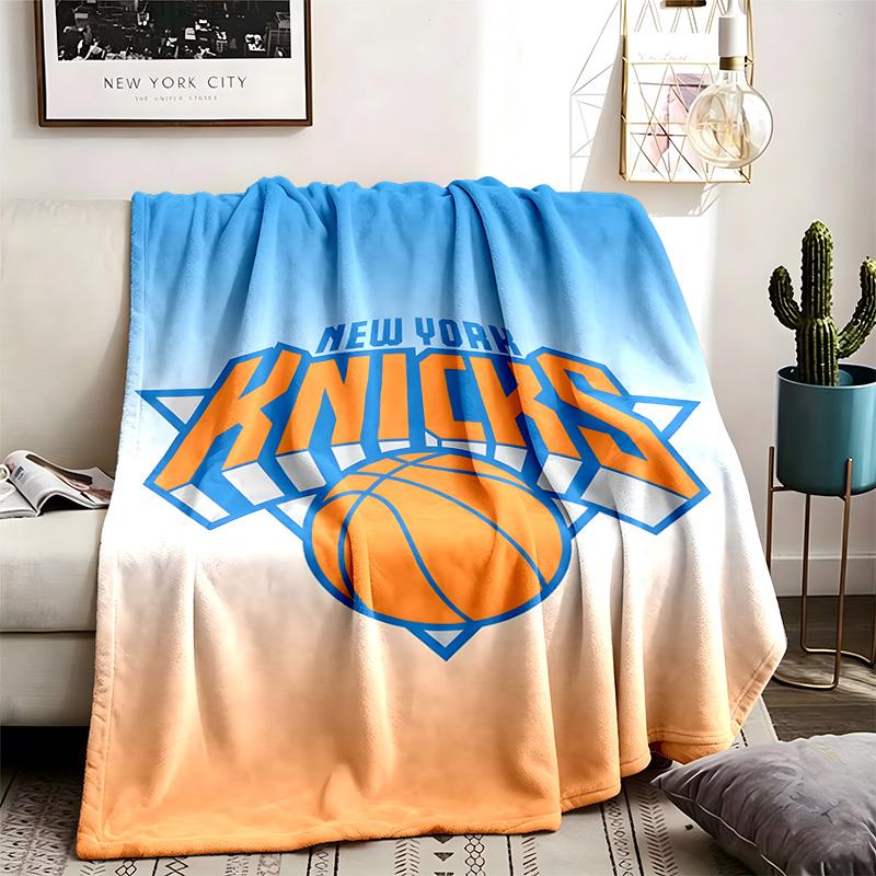 New York Knicks Theme Personalized Outdoor Flannel Blankets Soft And Suitable For All Seasons Perfect For Sofas Beds And Camping