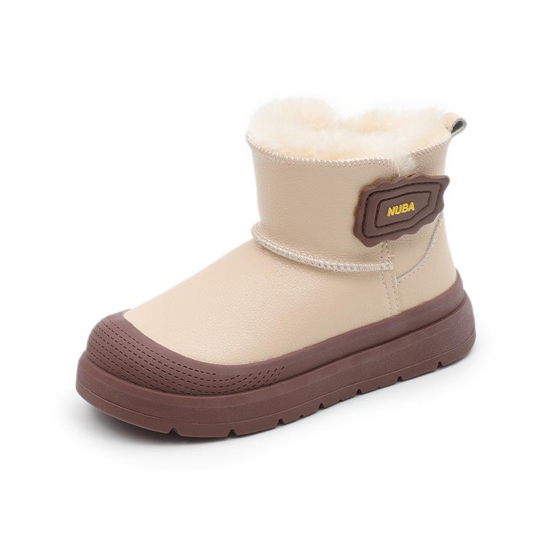 

Детские водонепроницаемые и снегостойкие ботинки-слипоны на резиновой подошве с мехом и кожей 35