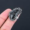 925 Sterling Silver Black Fossil Coral Gemstone Boho Promise Ring Jewelry US 7.5