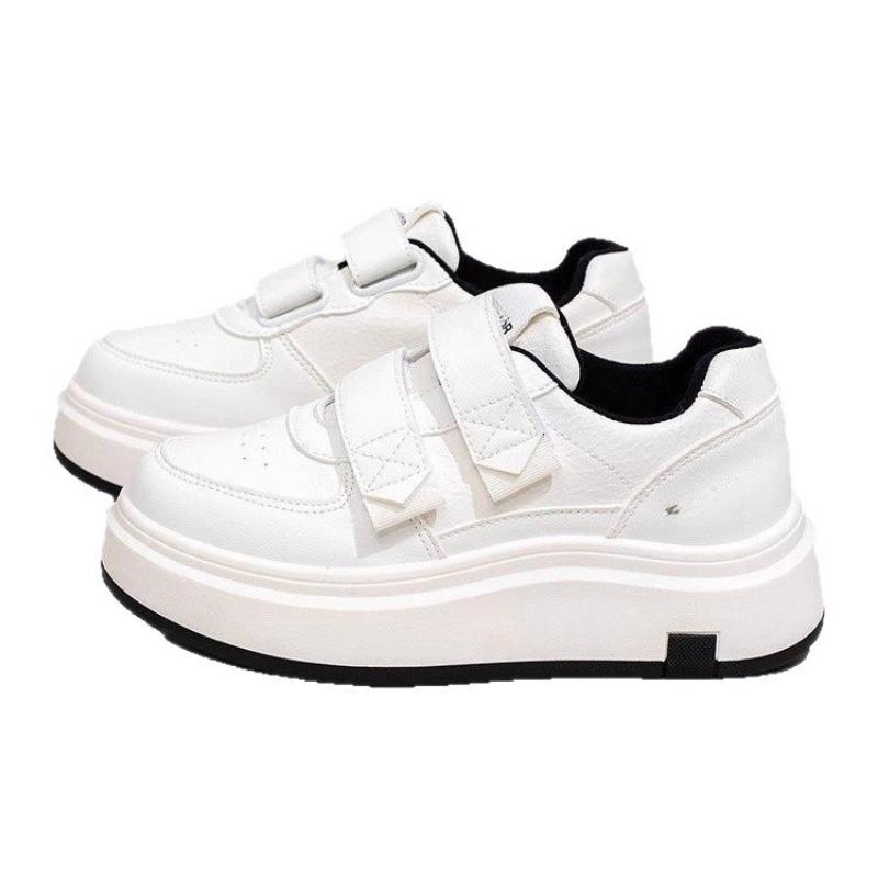Little White Shoes Women's Spring New Versatile Lightweight Height Increase Velcro Casual Shoes Platform Sports Shoes