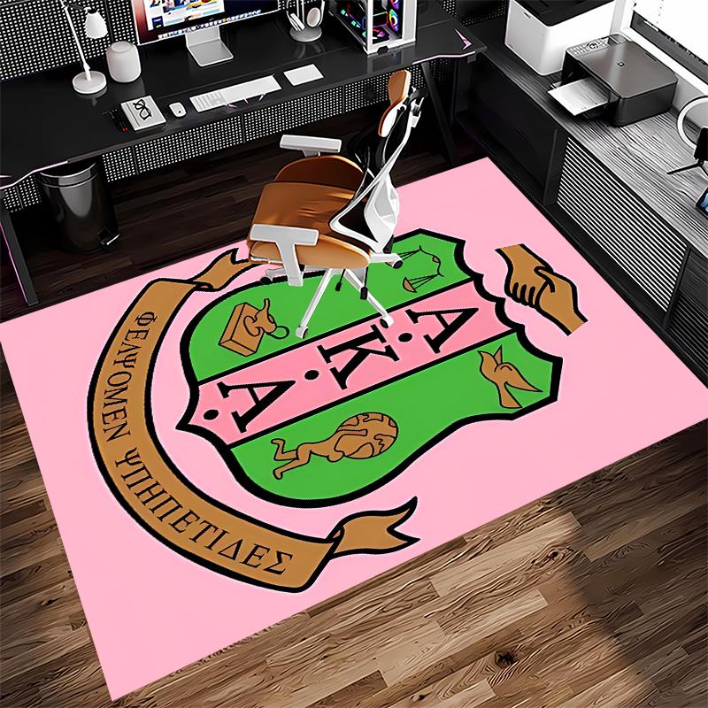 1pc AKA Logo Print Area Rug - Soft, Washable Non-Slip Indoor Mat for Office Chairs, Living Room, Home Office Decorative Rug