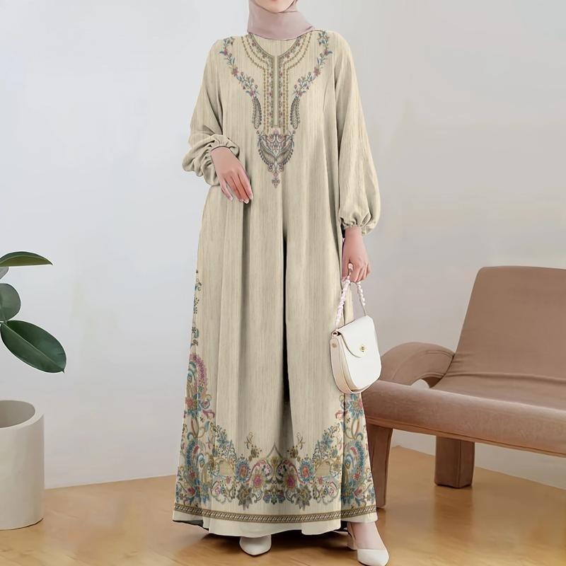 Ethnic Style Long Dress With Relief Flower Embroidery For Party And Casual Wear