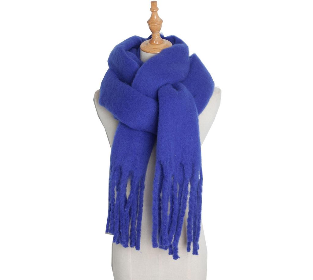 Korean Style Women's Winter Mohair Scarf - Versatile Khaki Plush Neck Warmer
