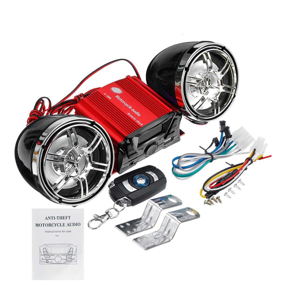 Pair Universal 12V Motorcycle Audio Bluetooth Remote Control Speaker Sound