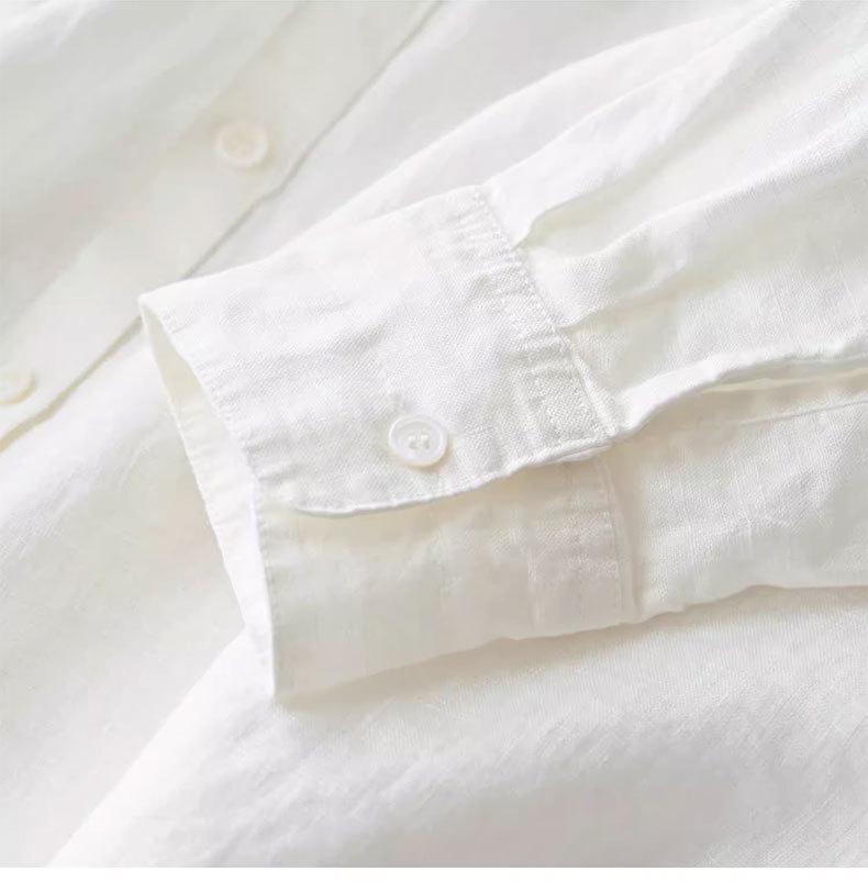 Women's Tencel Ramie Solid Color Long Sleeve Shirt - Early Autumn Casual Top