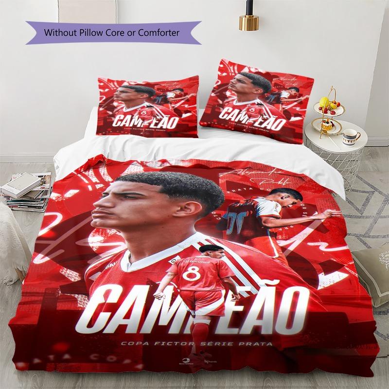 Campeaõ Football Player Print 3‑piece Bedding Set, Duvet Cover+2 Pillowcases, Without Pillow Core or Comforter, Sport Fan Bedroom Decor