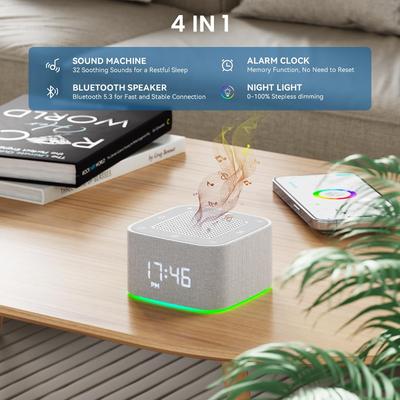NEUER Wecker Weißrauschen Soundmaschine Bluetooth-Lautsprecher Bunte Nachtlichter 32 beruhigende Geräusche Nachtlicht Weihnachtsgeschenk
