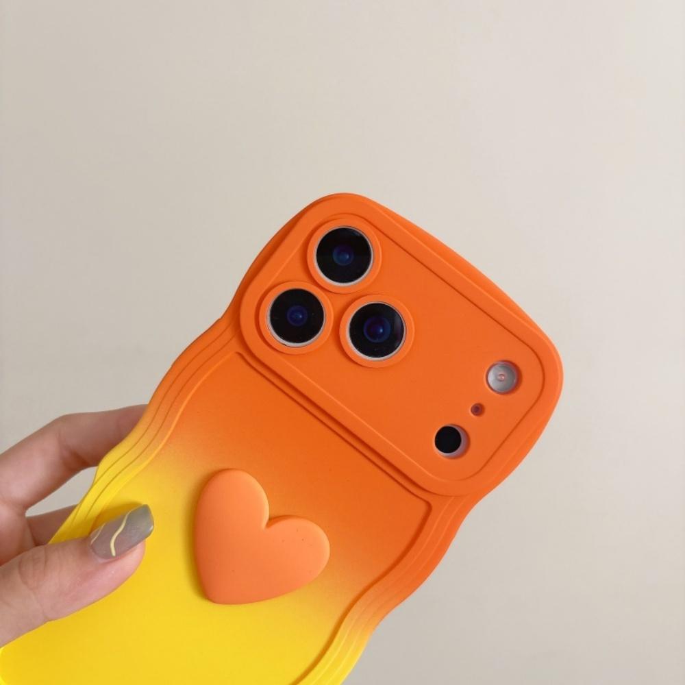 Gradient Color Wave Wrist Strap Case for IPhone 17 Pro Max Air 16 14 15 Plus 12 13 11 X XR XS Lanyard Love Heart Soft TPU Cover