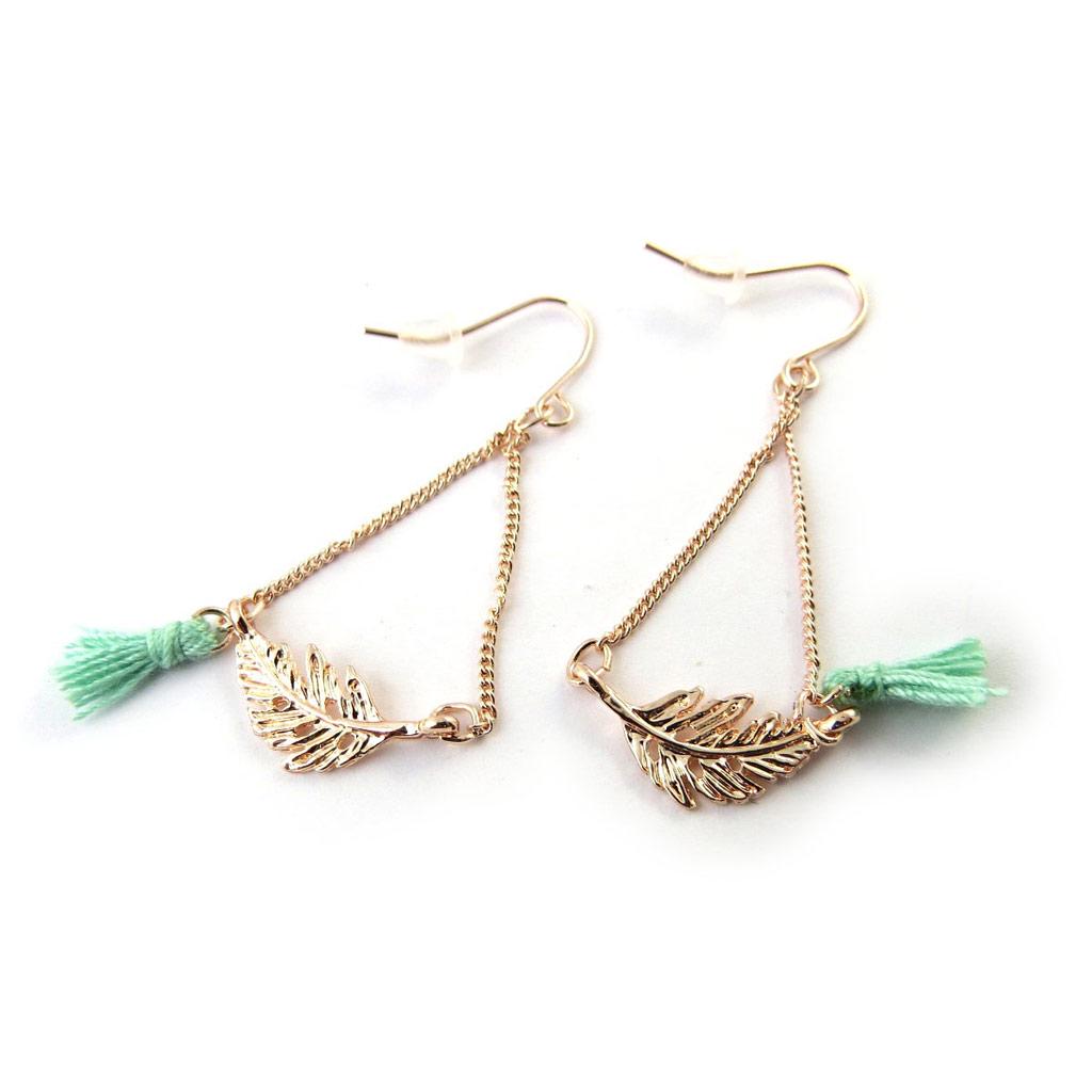 Les Trésors De Lily [N6275] - Boucles Créateur 'Navajos' doré rosé vert