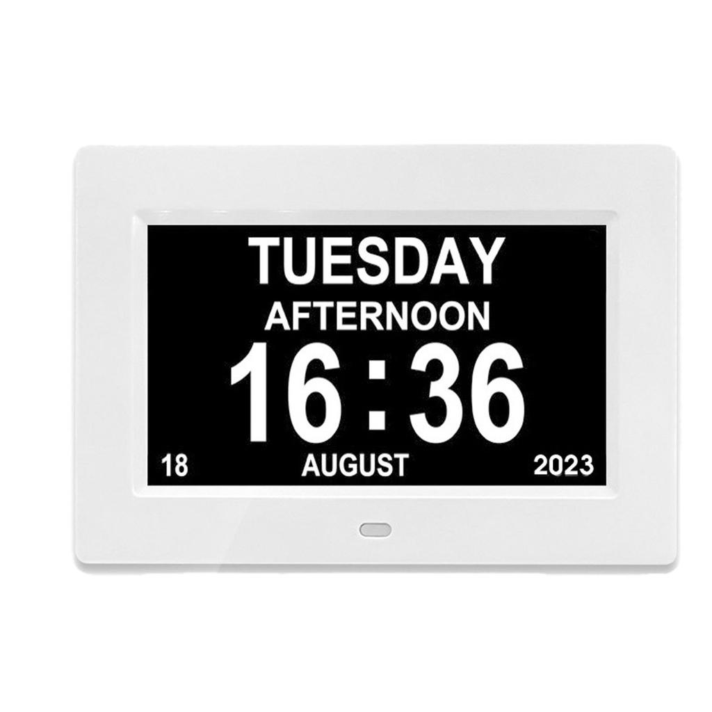 7 Inch Clock With Date And Time For Elderly, Large Digital Clock For Seniors Adjustable Brightness