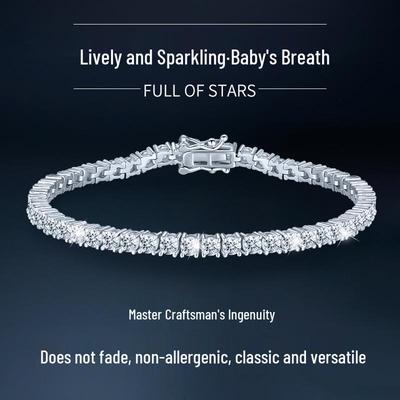 Kiváló Női Teljes Gyémánt Tenisz Karkötő, S925 Sterling Ezüst, Csúcskategóriás Luxus Stílus